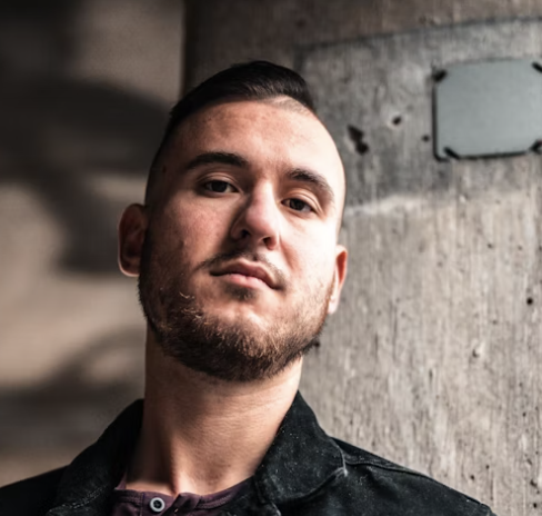 Man in black jacket portrait